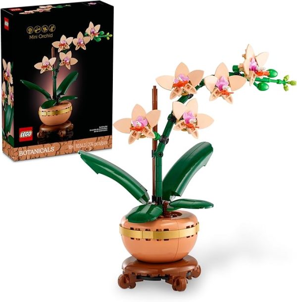 LEGO Botanicals Mini Orchid Building Set - Artificial, Fake Orchid for Home Decor, Adults Ages 18+ - Easter Basket Gift - Indoor Plant Decorations for Table, Desk, Office - 10343